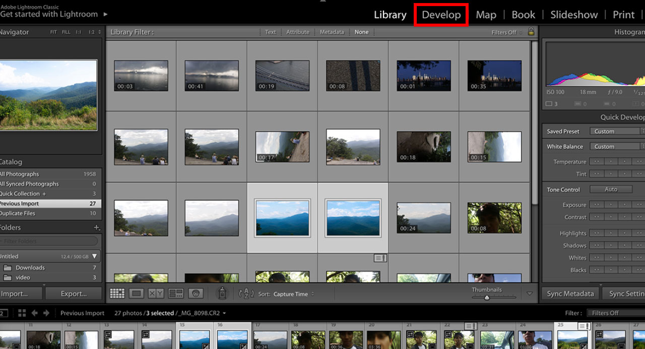 lightroom developer tab