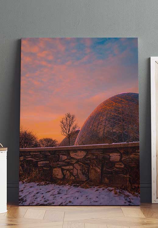 Milwaukee domes wall art for living room | Milwaukee domes decor | sunset wall art canvas | 8 x 8 canvas wall art